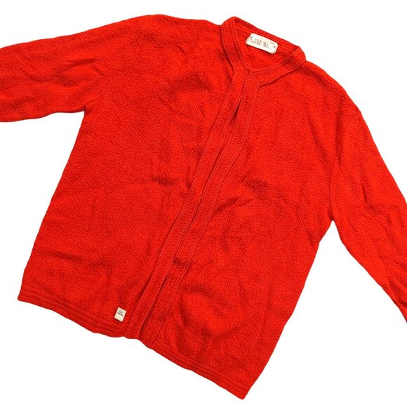 Pure Vintage 100% Wool 1940s-1950s Red Long Sleeve Cardigan Sweater - Picture 8 of 11